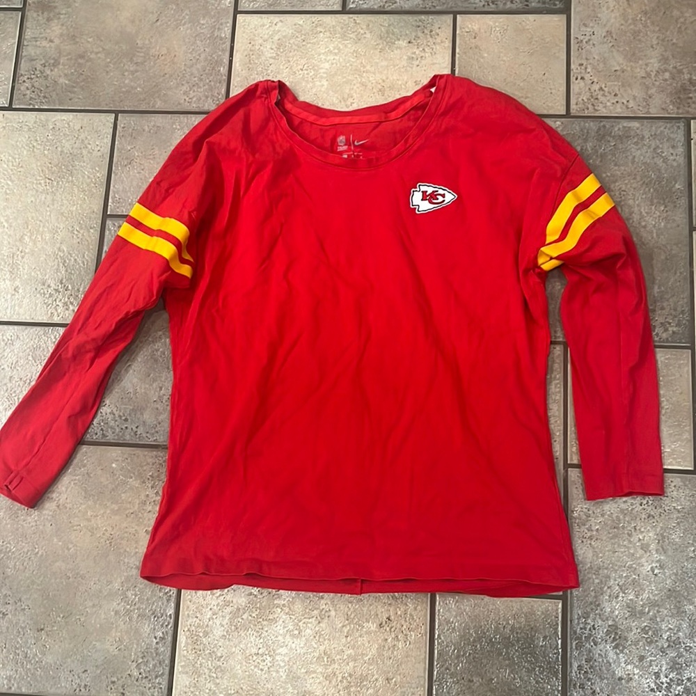 Chiefs Kingdom, city of fountains, NFL ladies large long sleeve shirt